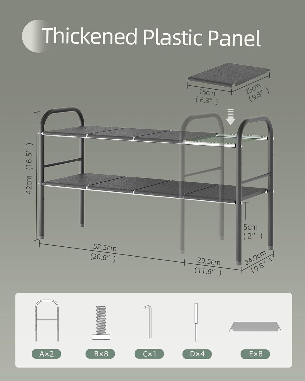 2 Tier Expandable Under Sink Organizer Shelf with 8 Removable Panels B84507