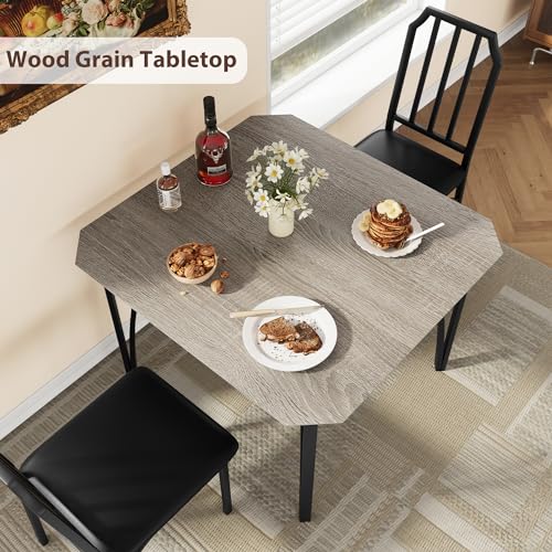 Rustic Brown 3 Piece Dining Table Set with Cushion Seats D1536