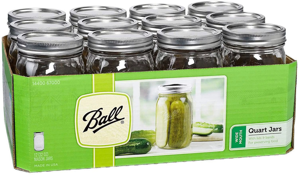 Wide Mouth Quart (32 oz) Jars with Lids and Bands (3 Pack of 12) M797934