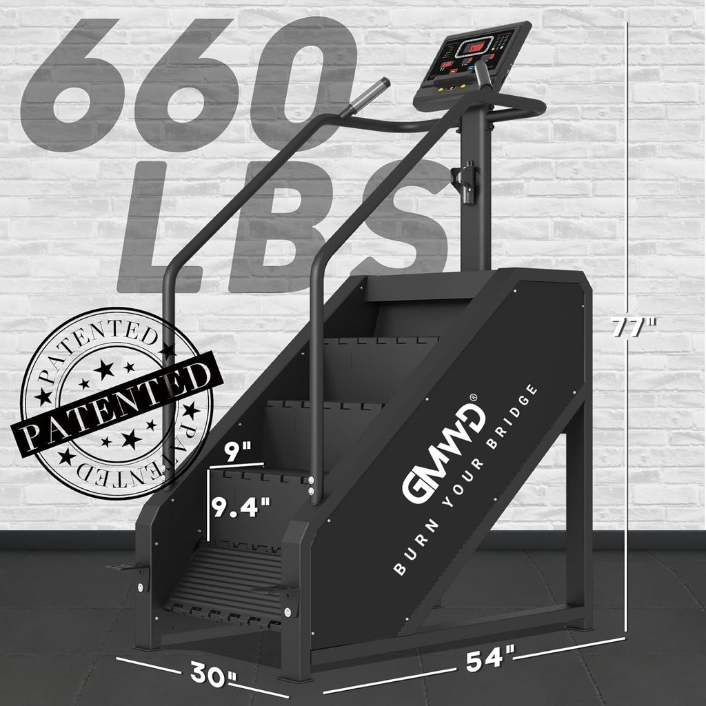 Blue Stair Stepper Exercise Machine with LED Screen, 15 Resistance Levels H325