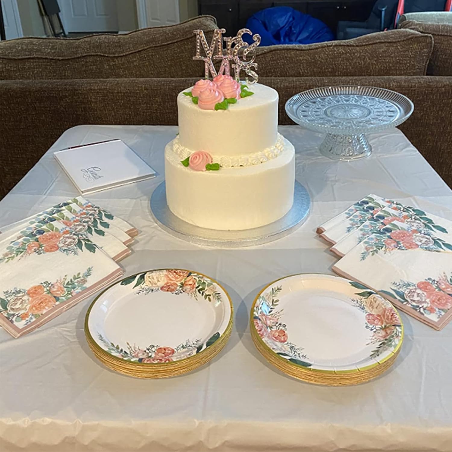 200PCS Floral Paper Plates and Napkins Sets Y593752