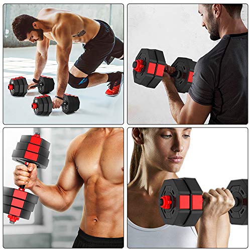 Set of 2 Adjustable Dumbbell Barbell Weight Set O57336