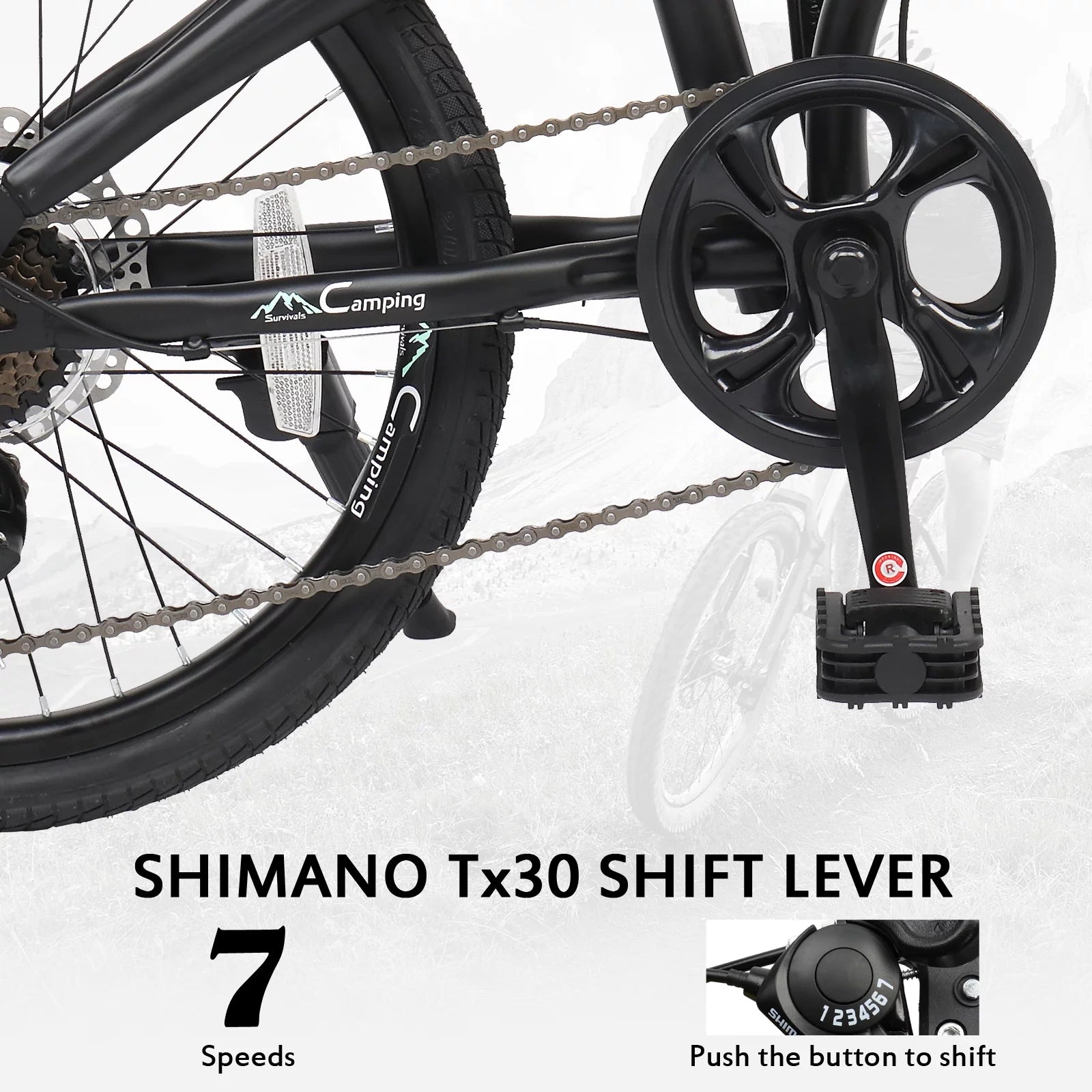 Black 7 Speed Folding Bicycle K76738