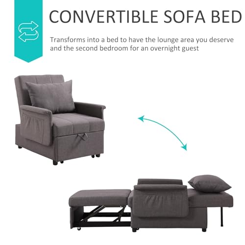 PU Leather Sleeper Chair Bed with Adjustable Backrest and Pillow V67057