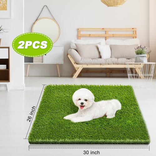 2 Pack 26"x30" Reusable Artificial Grass Dog Pee Pads with Drainage Holes X431