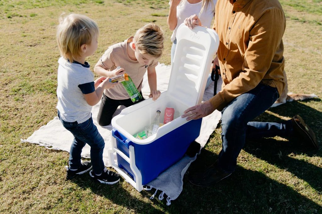 Blue 38 QT Hard-Sided Ice Chest Cooler with Wheels Z1489
