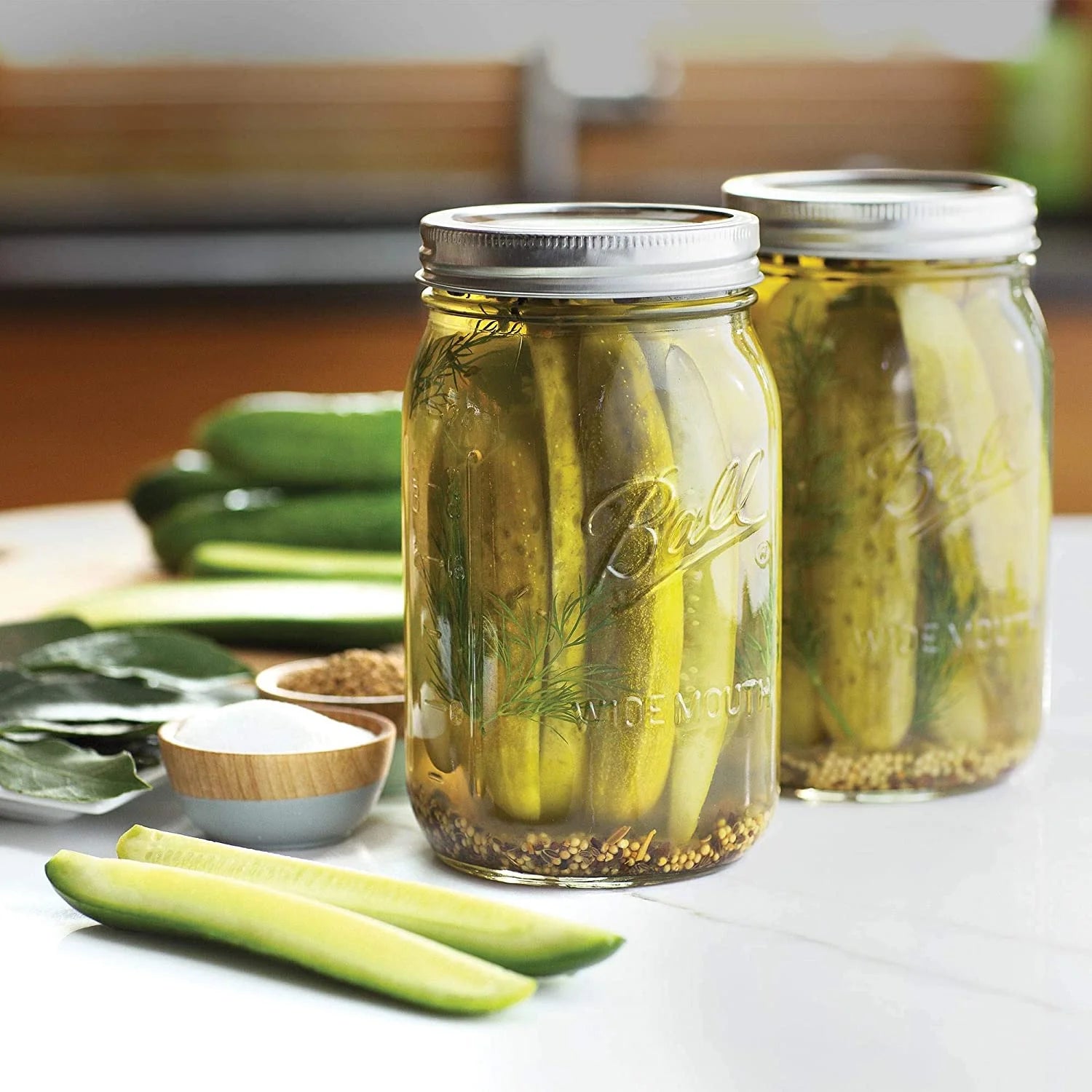 Wide Mouth Quart (32 oz) Jars with Lids and Bands (3 Pack of 12) M797934