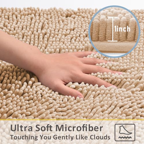 Black 3 Piece Non Slip Chenille Bath Mat Set S8040