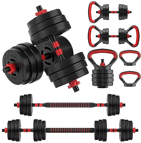 20/32/50/60LBS Adjustable Dumbbell and Barbell Kettlebell Set Y687