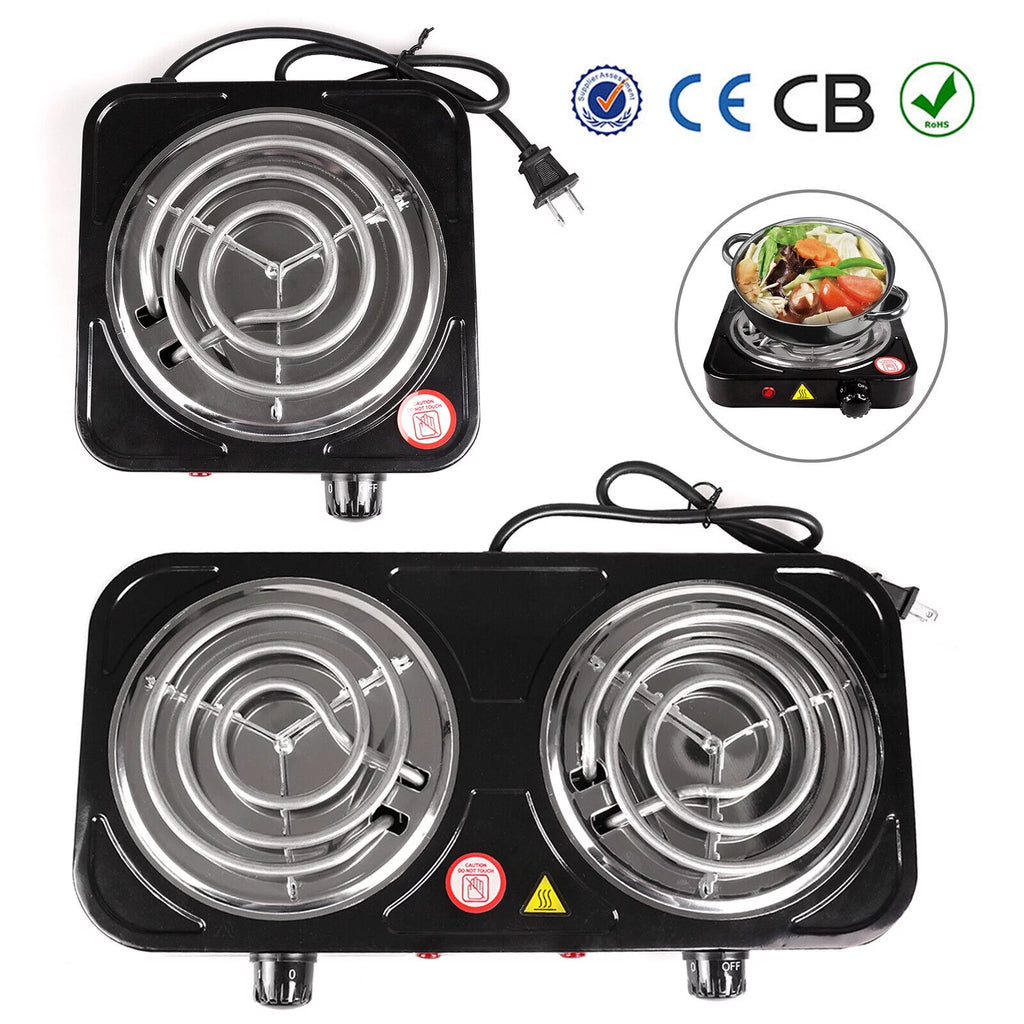Electric Stove Dual Burner Portable Compact Hot Plate R684854
