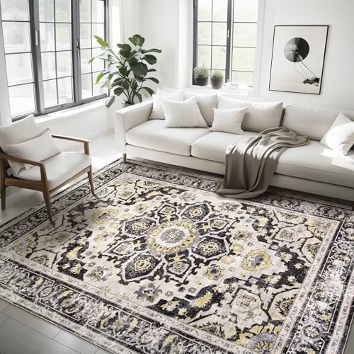 9x12 Brown Non Slip Washable Area Rug R843