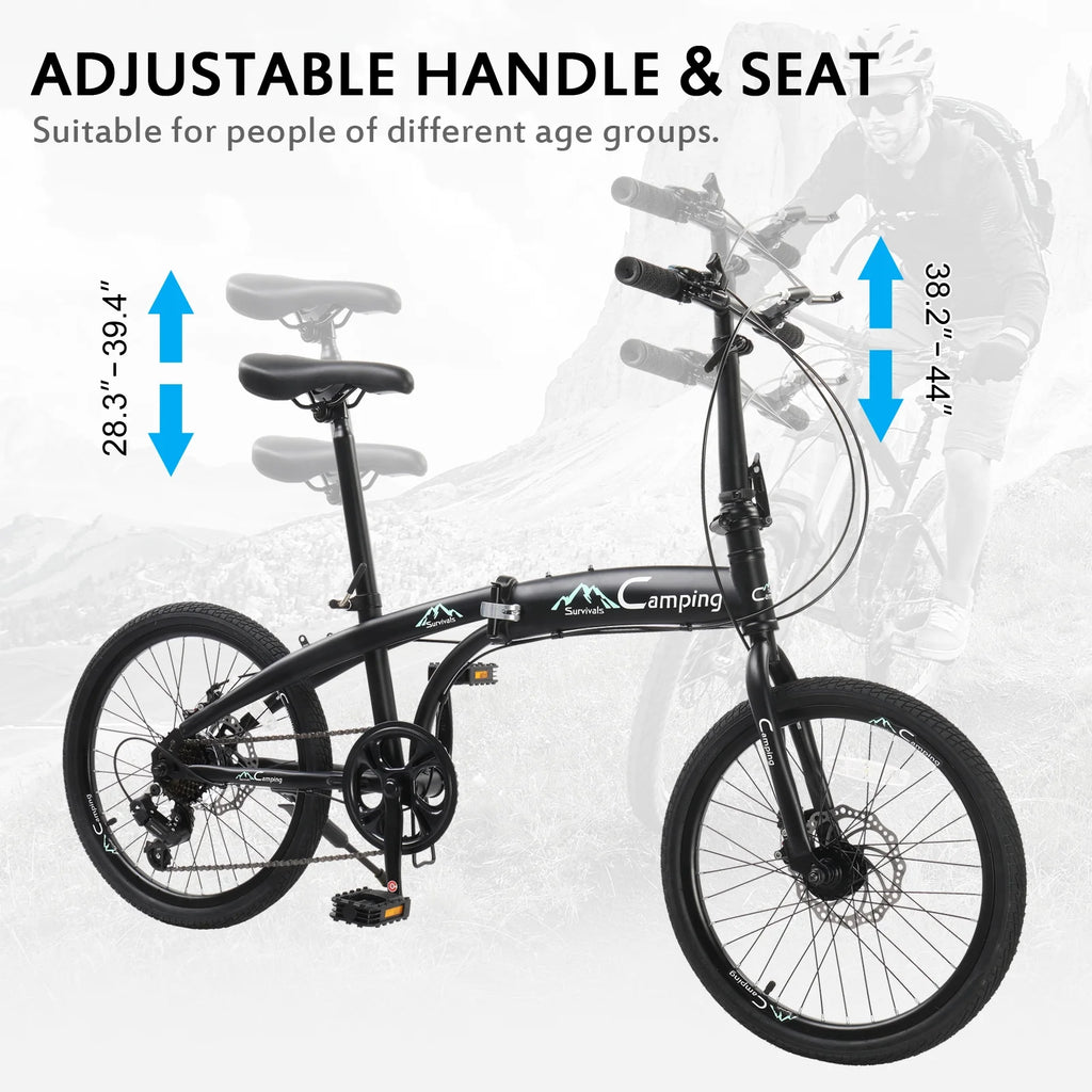 Black 7 Speed Folding Bicycle K76738