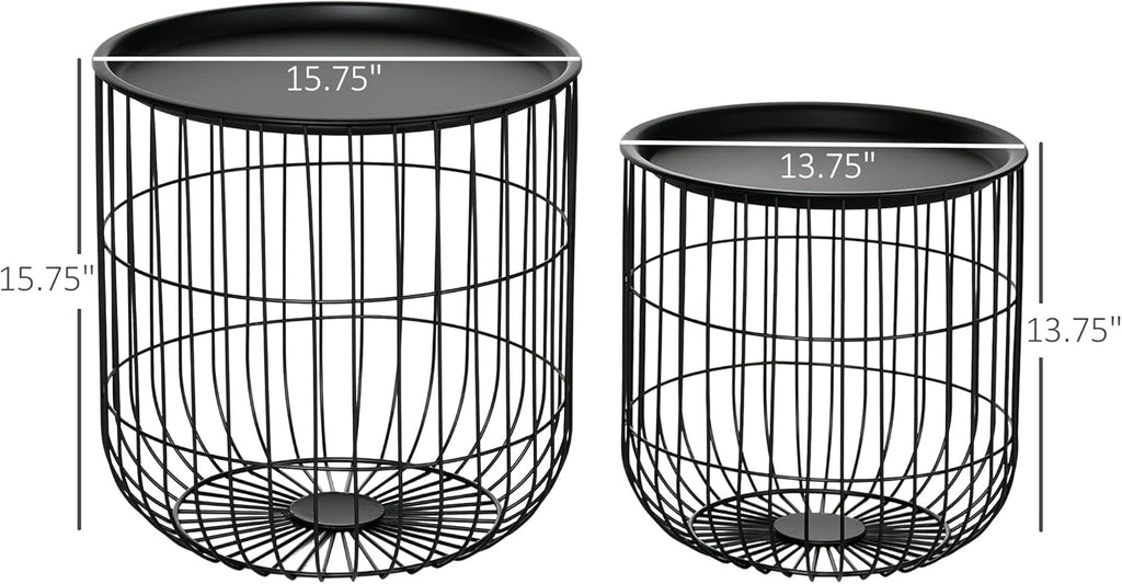 Black Round Nesting Coffee Tables Set of 2 F41832