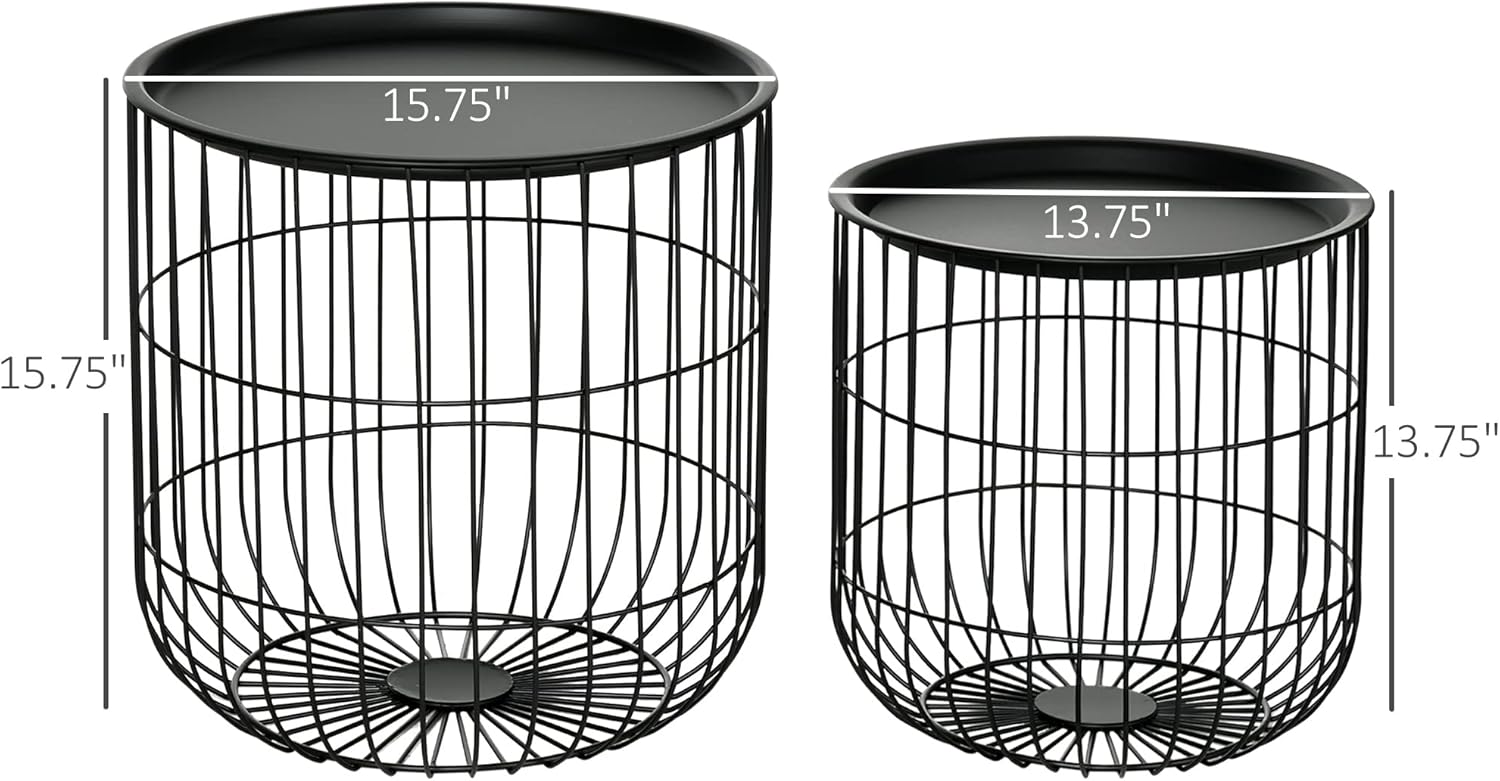 Black Round Nesting Coffee Tables Set of 2 F41832