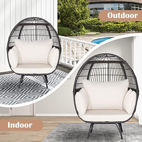 Oversized PE Rattan Egg Chair with Metal Stand and 4 Cushions F41917