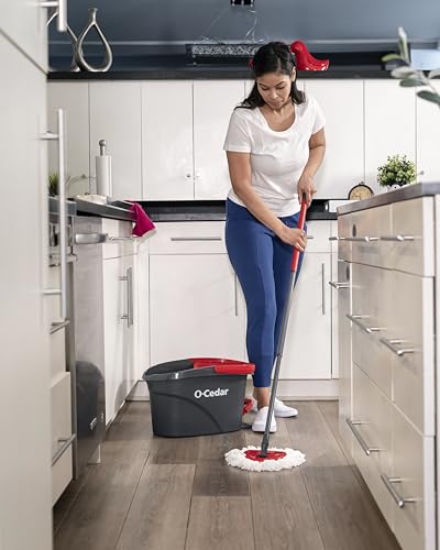 Microfiber Spin Mop, Red, Gray H946573