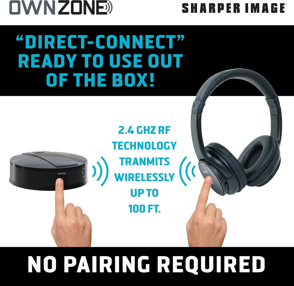 Wireless Rechargeable TV Headphones, Black, 2.4 GHz L651713