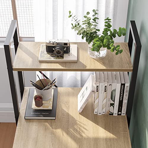 47 Inch Grained Black Computer Desk with Shelves U560252
