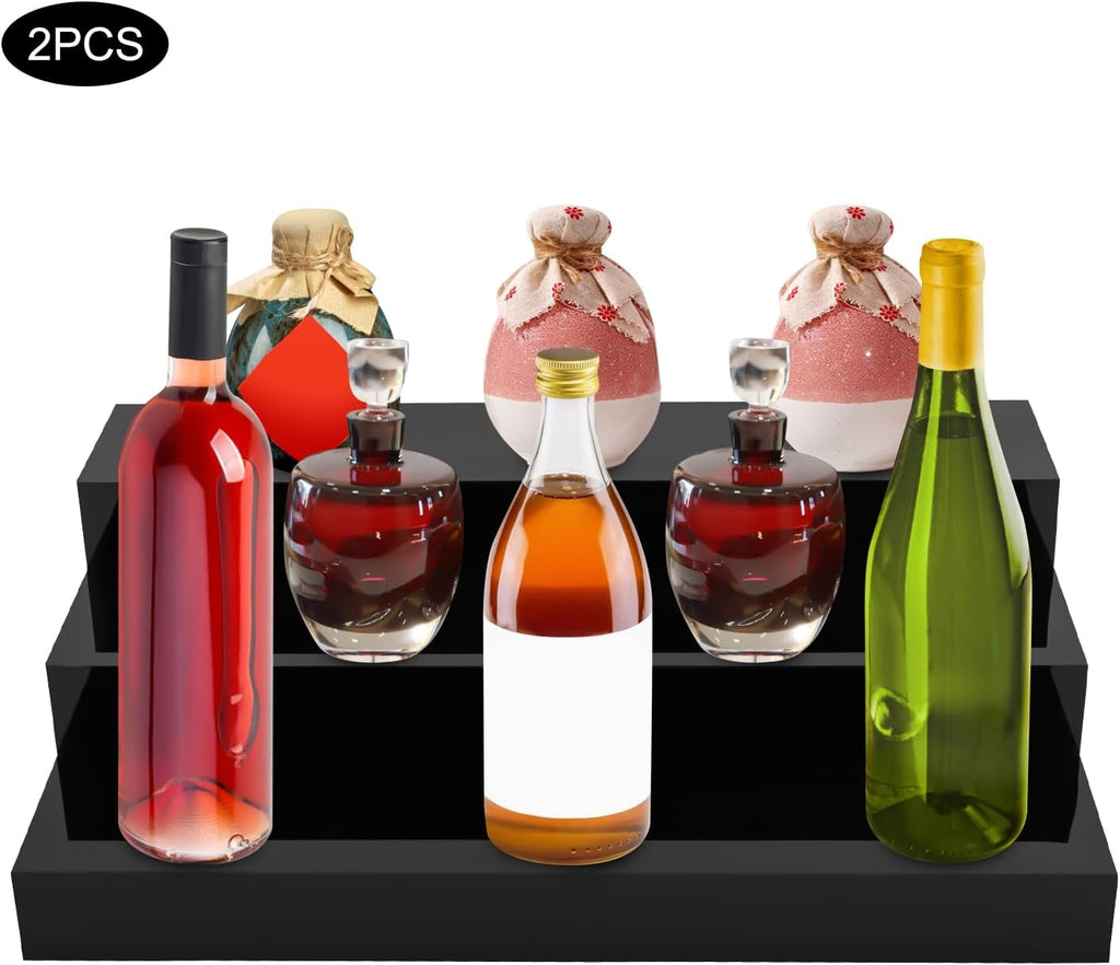 Black 3 Tier Acrylic Wine Bottle Rack 2PCS R867010