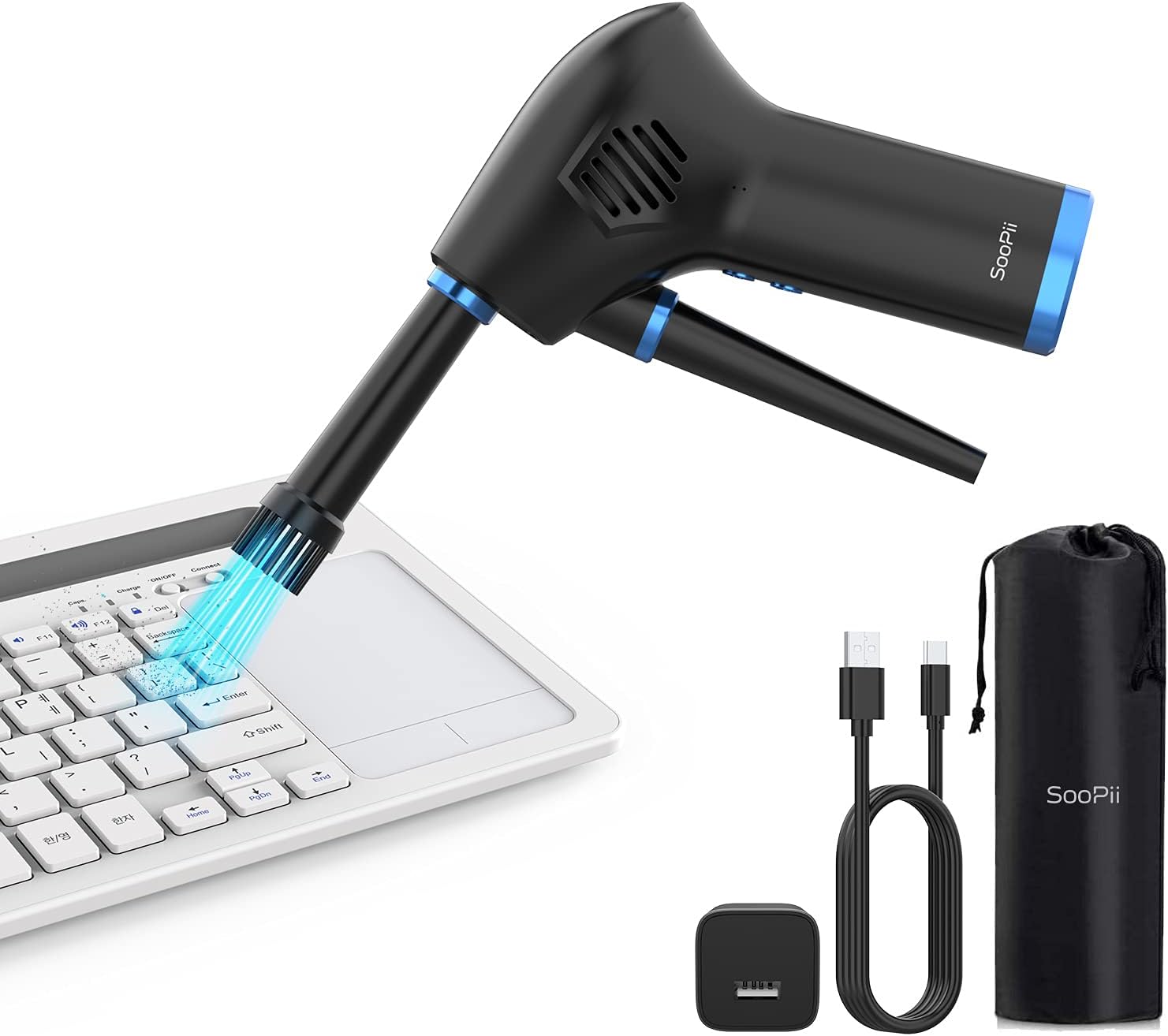 Cordless Air Duster Compressed Air Blower with Rechargeable 6000mAh Battery 40000 RPM Electric Dust Cleaner O533534