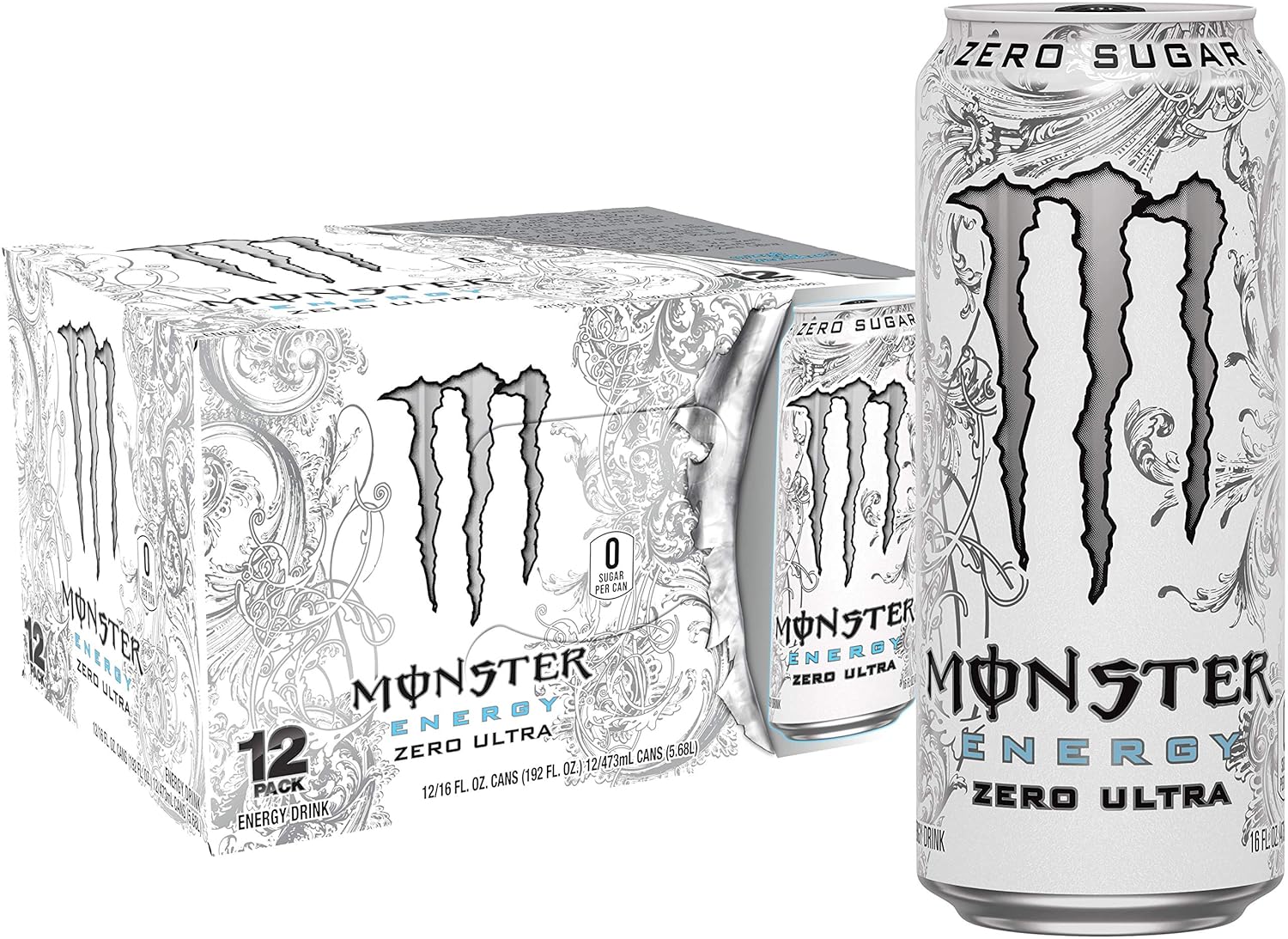 16 Fl Oz Cans 12 Pack Zero Ultra Energy Drink A4998