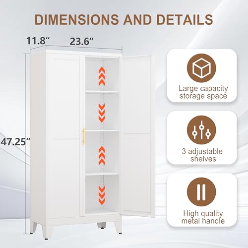 Black Metal Storage Cabinet with 3 Adjustable Shelves T959875