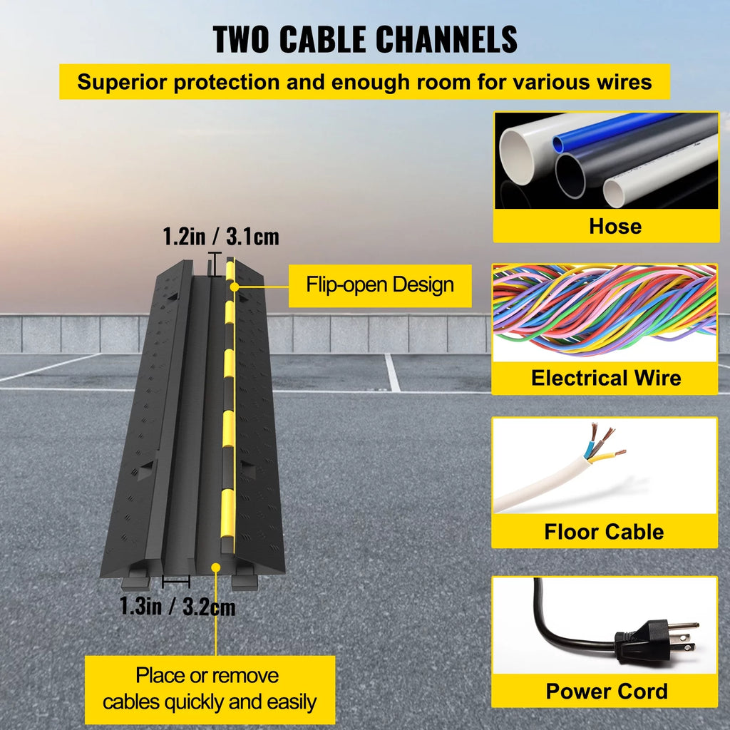 4 Packs 2 Channels Rubber Cable Protector Ramp A2267