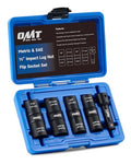 5pc 1/2" Drive Impact Flip Socket Set with Metric 17 19 21 22 mm & SAE 3/4 13/16 7/8 15/16 in. Sockets G436