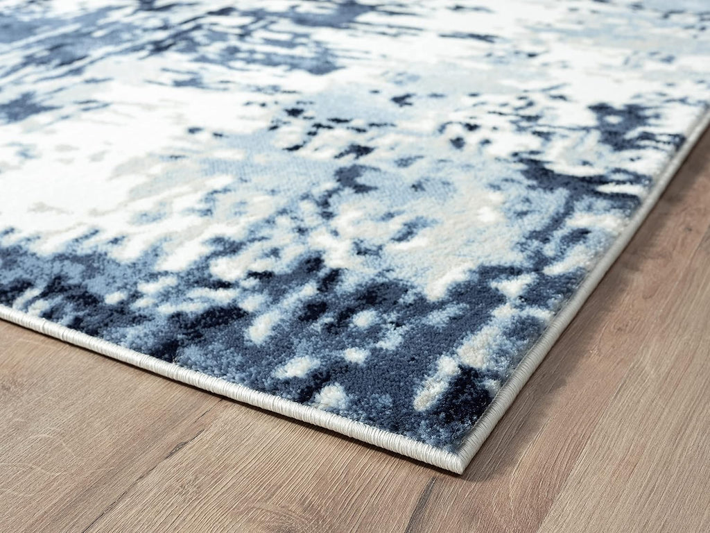 Blue White Grey Contemporary 5' 3" x 7' 6" Non-Shed Area Rug G891151