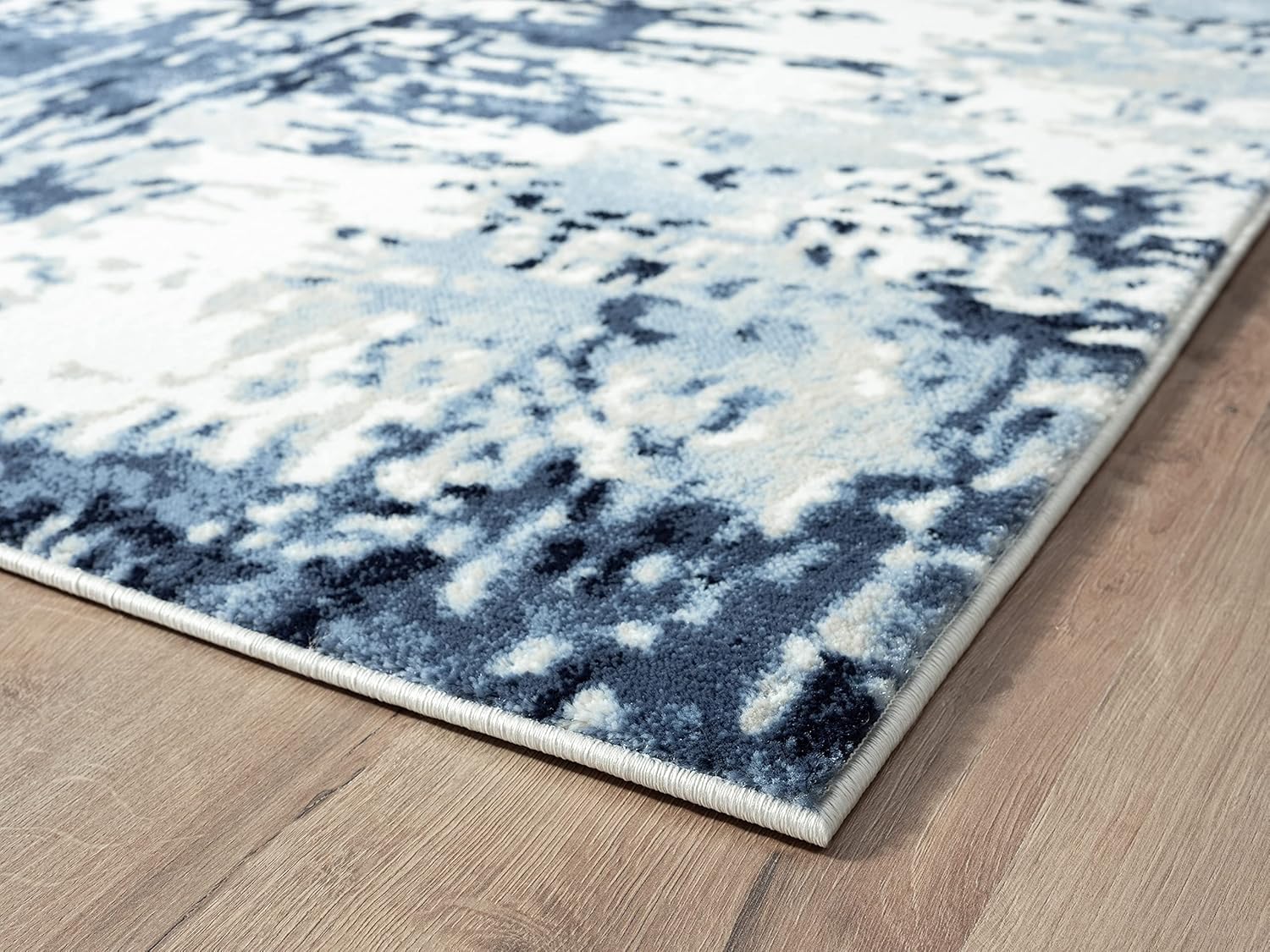 Blue White Grey Contemporary 5' 3" x 7' 6" Non-Shed Area Rug G891151