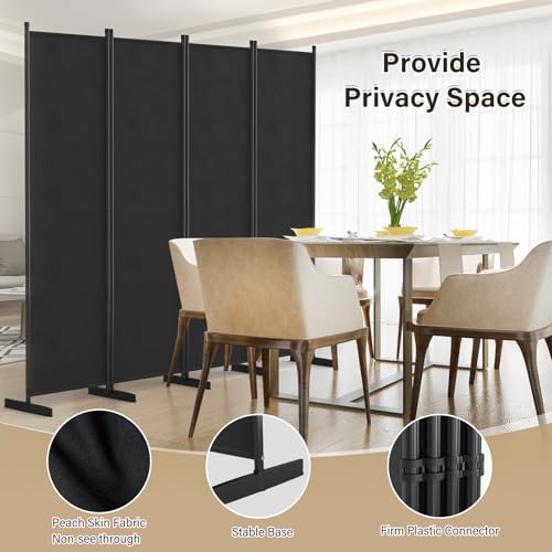 Black 4 Panel Room Divider X382920