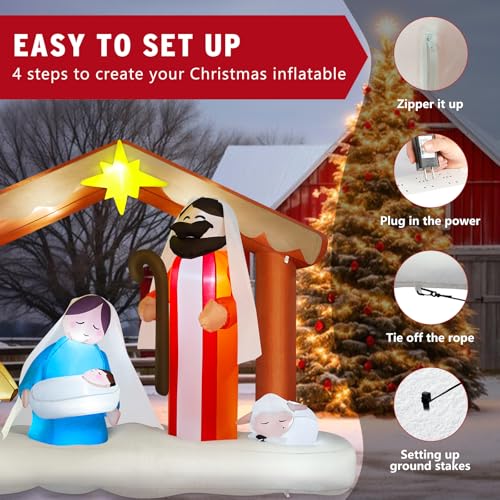 14FT Giant Christmas Inflatables Santa Claus with Wreath Built-in LED Lights U955231
