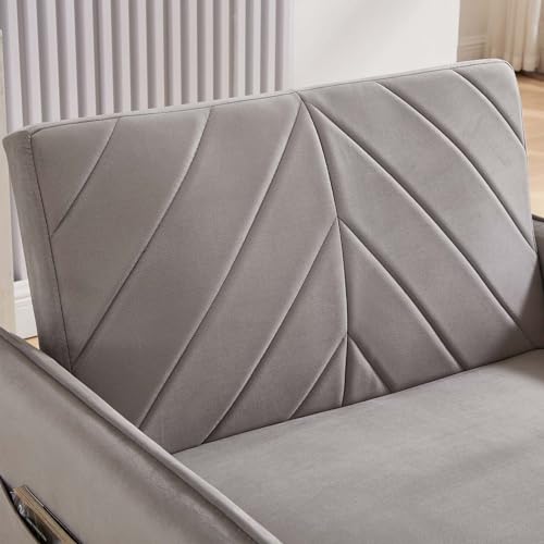 Black Velvet Convertible Sofa Bed Chair with USB Ports S47089