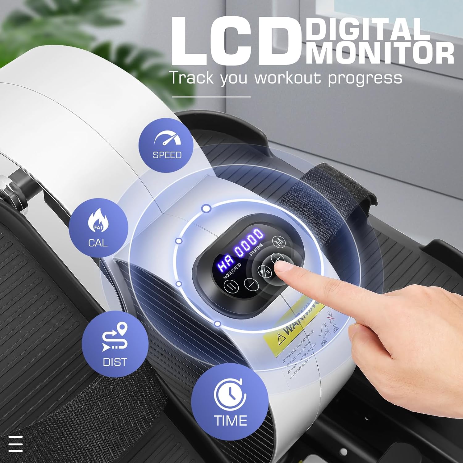 Under Desk Elliptical, Electric Seated Foot Pedal Exerciser with LCD Display Monitor, Remote Control P34606