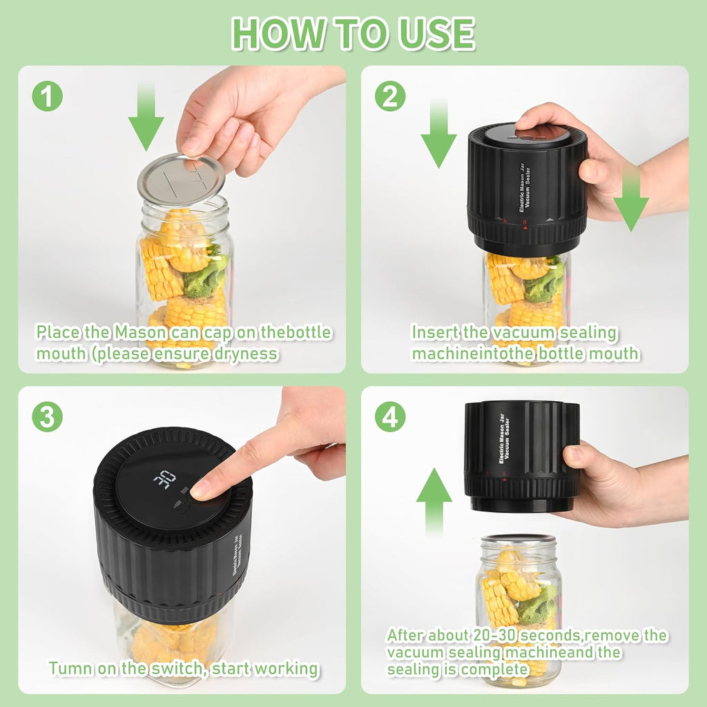 Electric Mason Jar Vacuum Sealer Kit for Wide Mouth and Regular Mouth Jar G414706