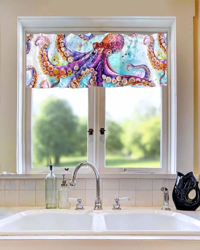 Rod Pocket Window Valances Short Kitchen Curtains 54x18IN,1 Panel D868
