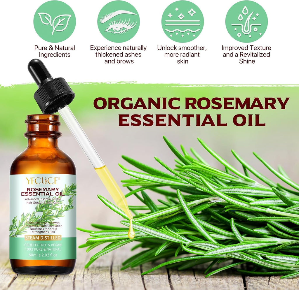 2.02 Fl Oz Pure Rosemary Essential Oil with Glass Dropper J39819