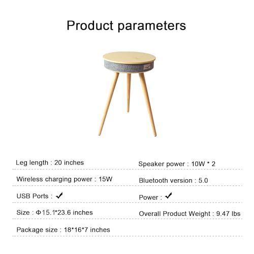 Smart End Table with Charging Station and Bluetooth Speaker G24717