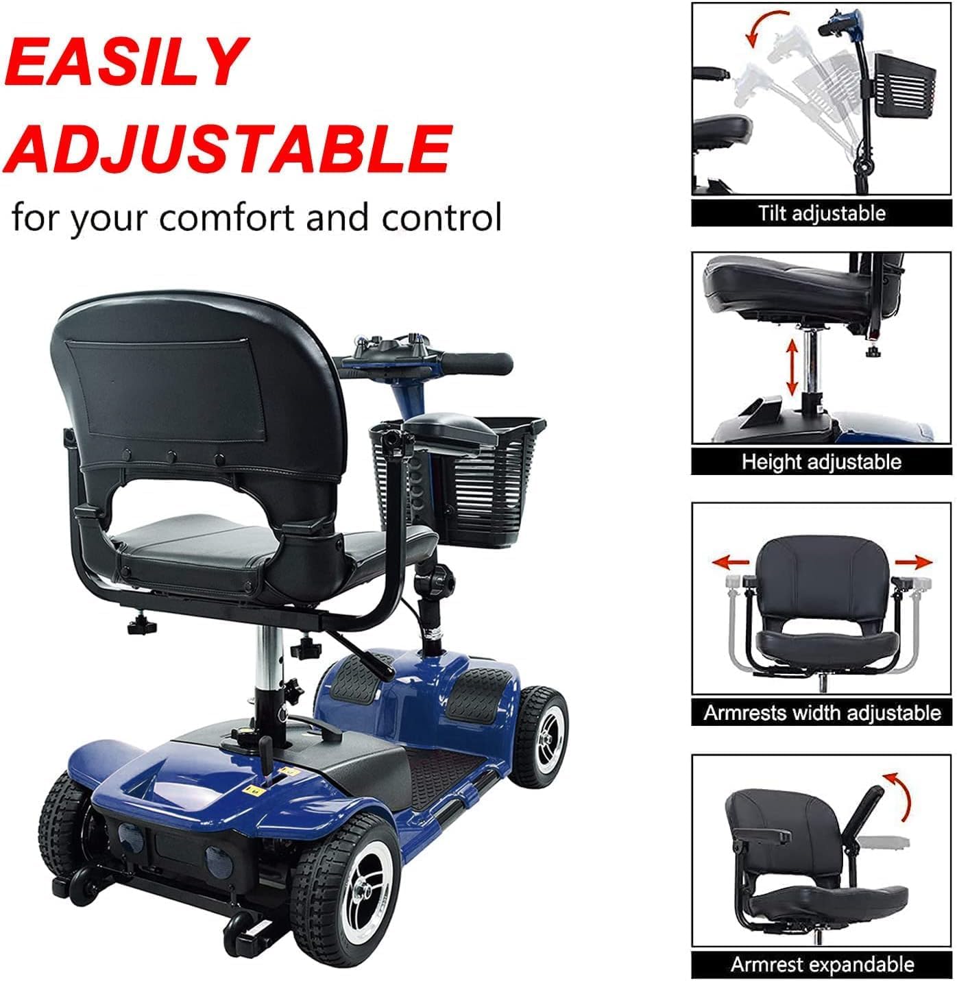 Blue Collapsible 4 Wheel Mobility Scooter W57772