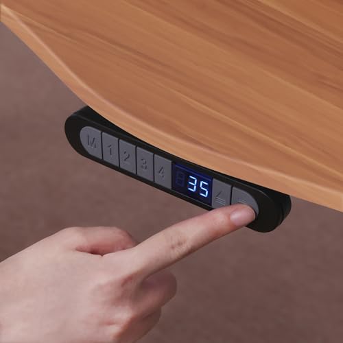 71" x 33" Electric Height Adjustable Stand up Desk with Curved Grey Top and Black Frame T37033
