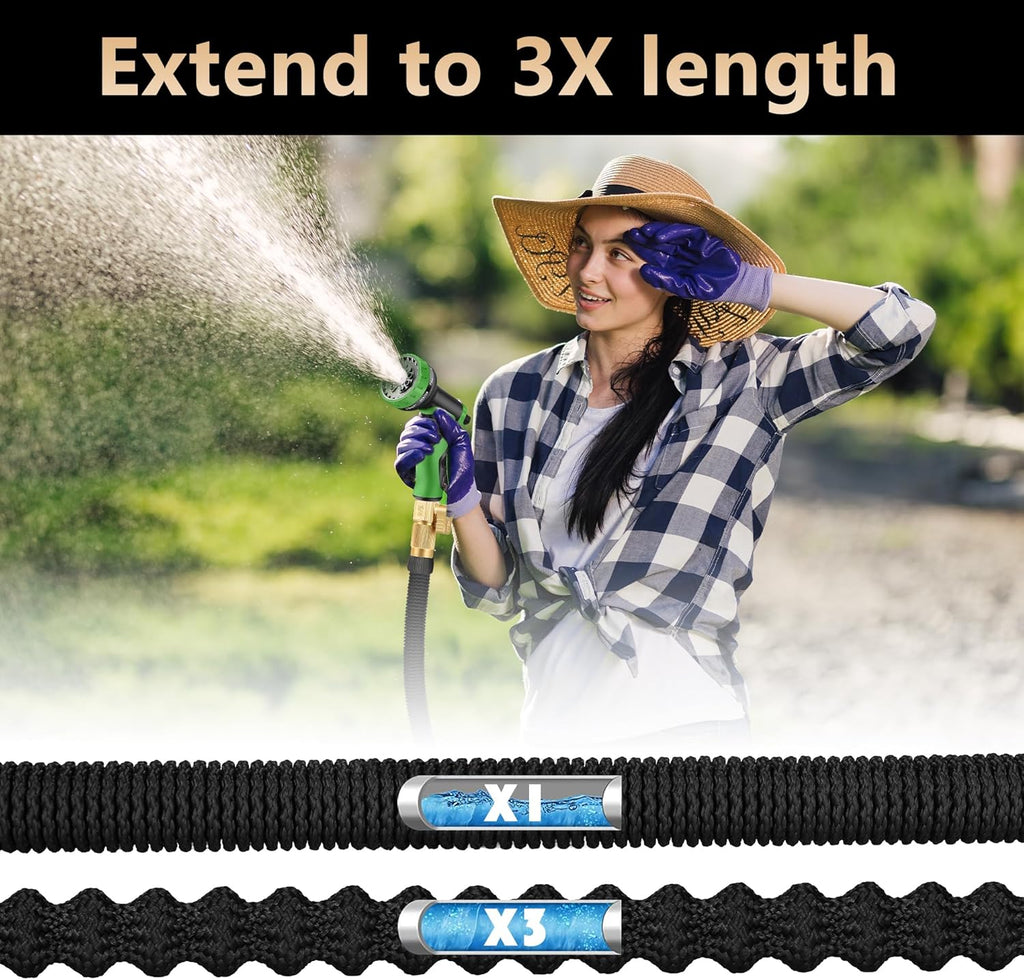 200 ft Expandable Garden Hose with 10 Spray Nozzle R756