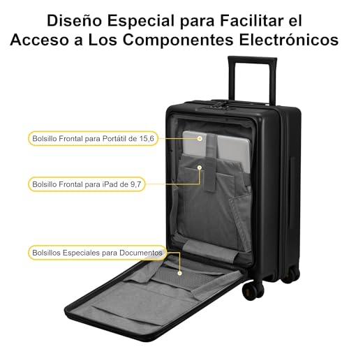 20 Inch Lightweight Hard Shell Carry On Luggage with Wheels - Black E989