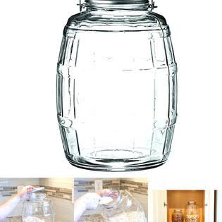 2.5-Gallon Glass Barrel Jar with Lid, Brushed Aluminum Q4766