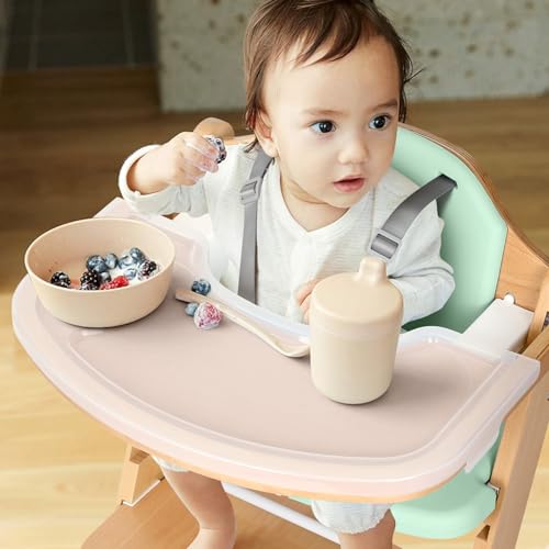 Natural Wooden High Chair with Cushions (Green) E791