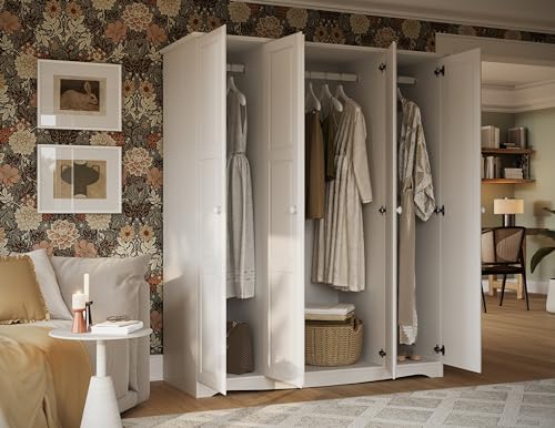 Black 100% Solid Wood Wardrobe Armoire with Mirrored Doors N151000