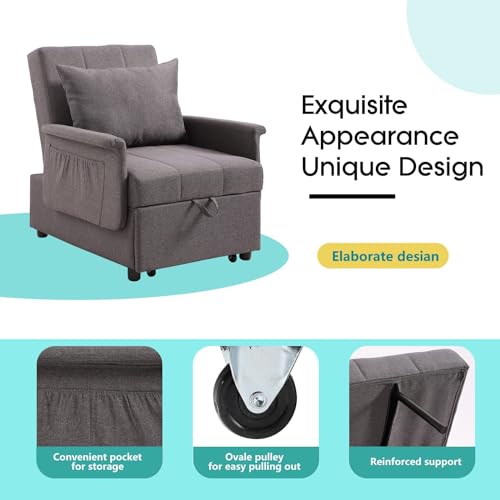 PU Leather Sleeper Chair Bed with Adjustable Backrest and Pillow V67057