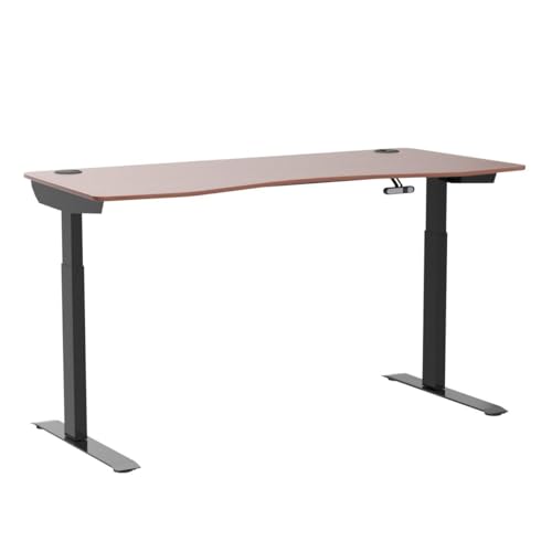 71" x 33" Electric Height Adjustable Stand up Desk with Curved Grey Top and Black Frame T37033