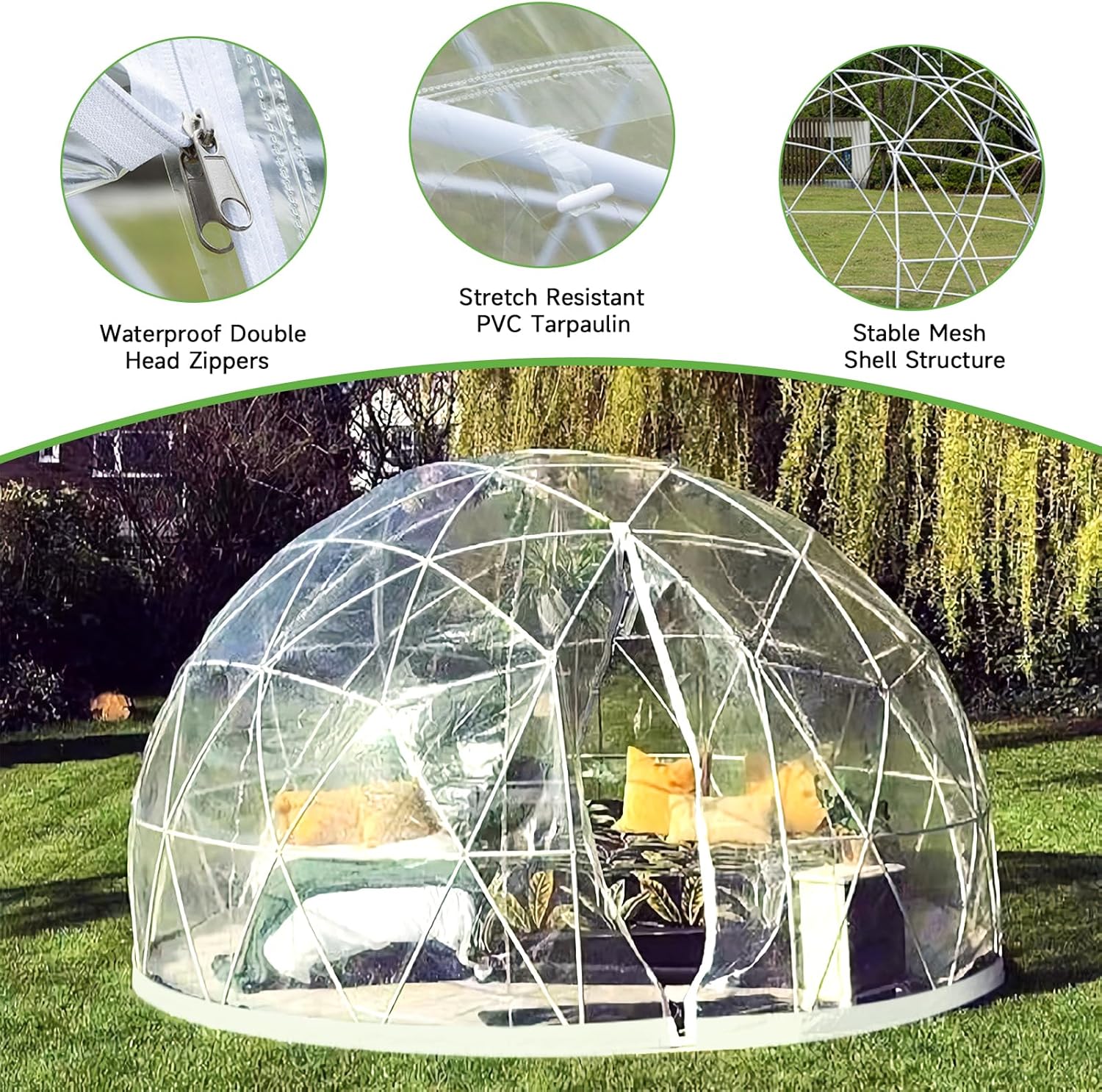 12FT Bubble Tent Dome for 4-8 Person with Triangular Transparent Window A463