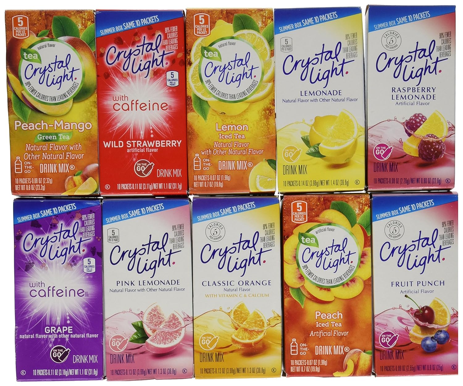 10 Flavors Drink Mix Variety Pack of 10 A114