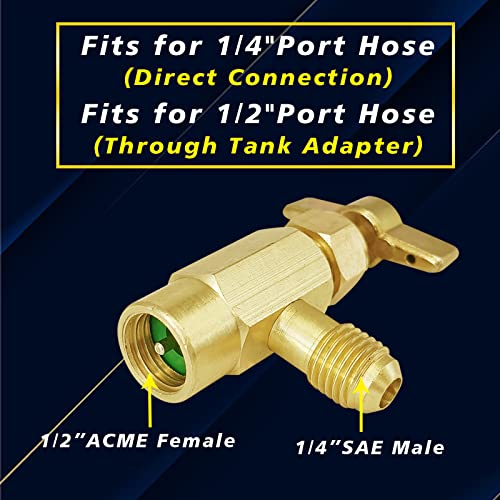 R1234YF Self-Sealing Puncture Style Refrigerant Can Tap Valve with Hose Adapters G973238